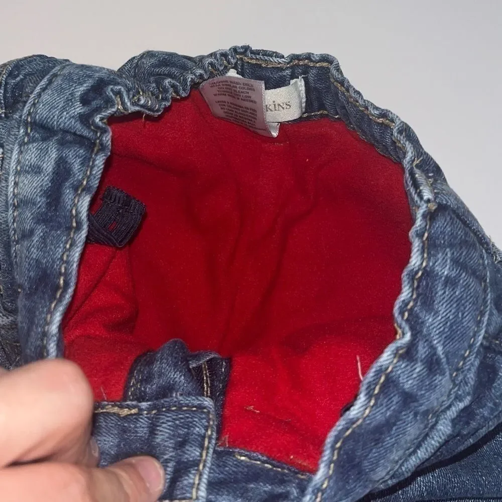 Boys flannel long sleeve top tough skin red lined jeans outfit bundle set 5t